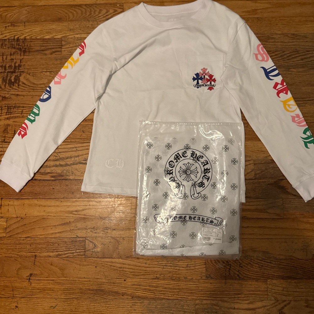 (AUTHENTIC)Chrome Hearts  Long Sleeve Shirt with white an colorful